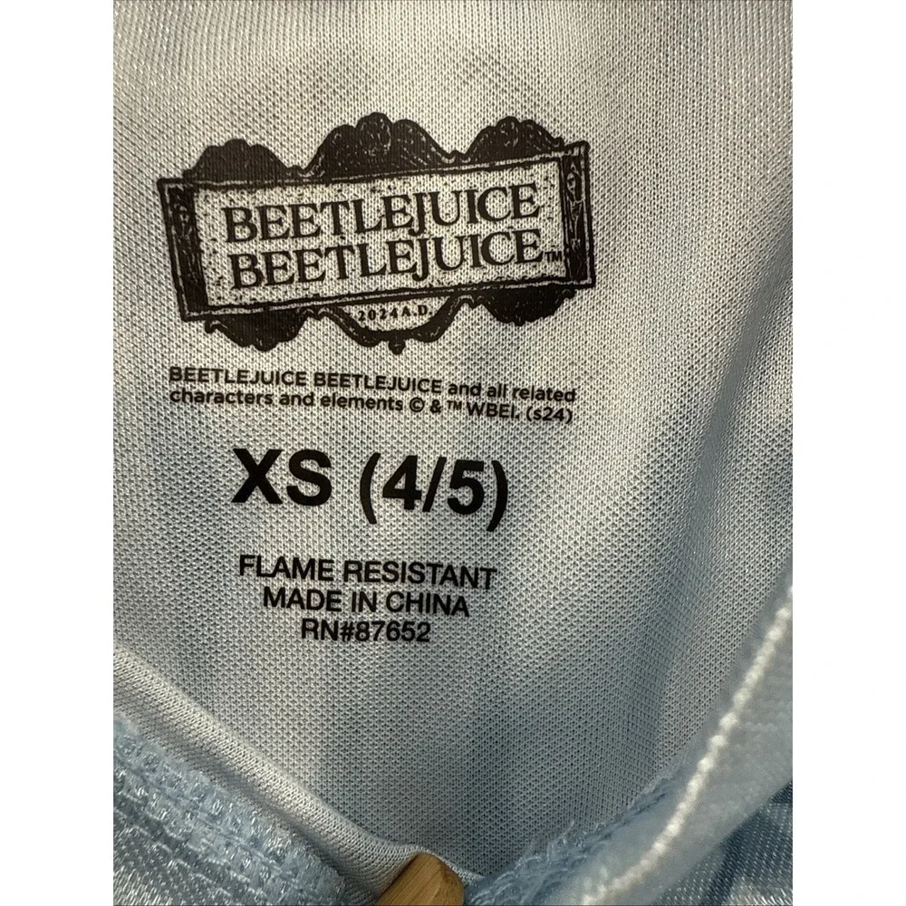 NWT Beetlejuice Nightgown Dress Up  Kids Girl's Sz Xs 4/5   Blue‎ Skull Print